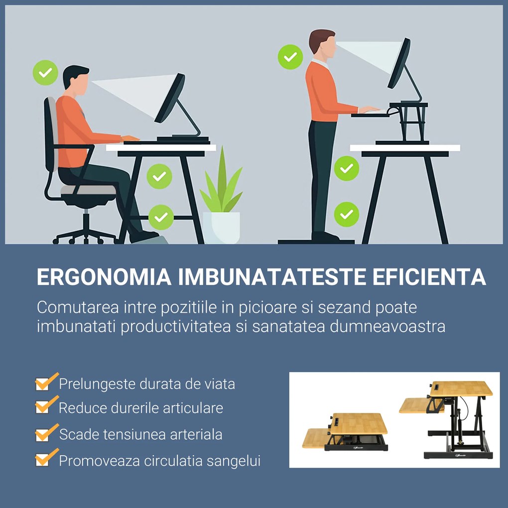 Vinsetto suport reglabil pentru monitor, tastatura si mouse | AOSOM RO