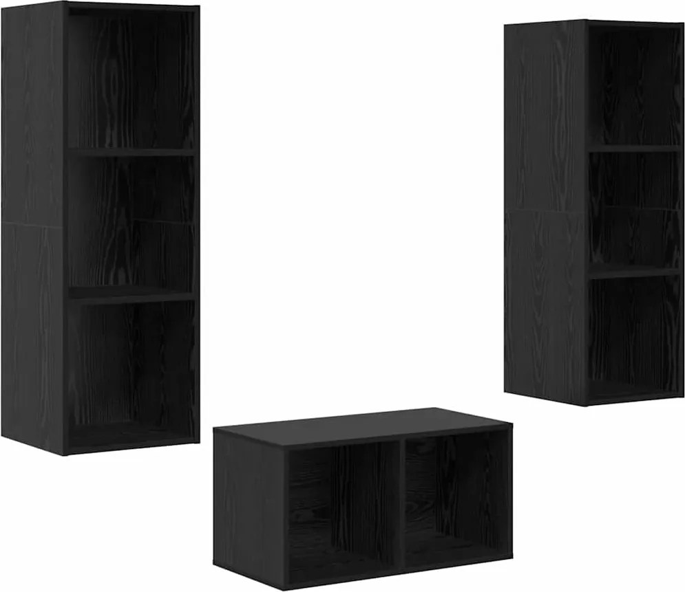 vidaXL Set comodă TV Stejar Negru 37 x 37 x 107 cm Lemn compozit