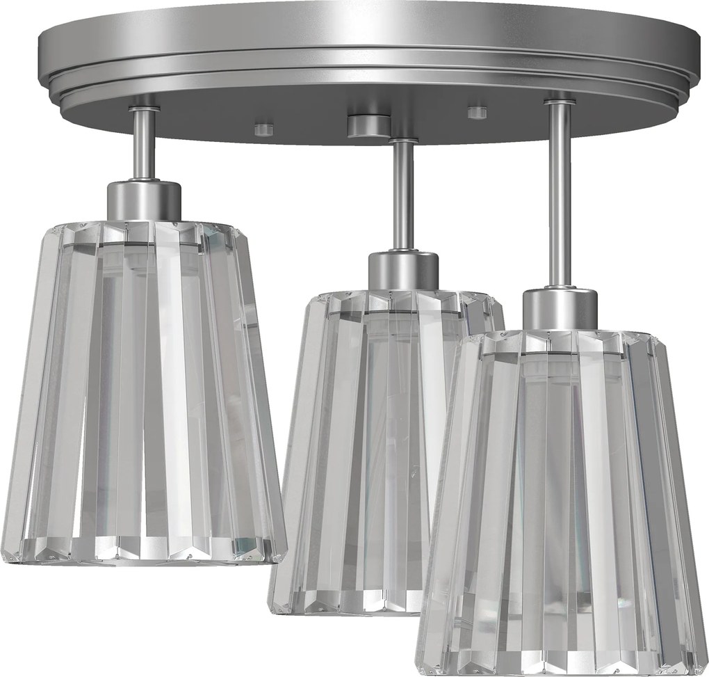 HOMCOM Plafonieră LED din Cristal cu 3 Lumini, Dulii E27, fără Becuri, pentru Living, Argintie | Aosom Romania