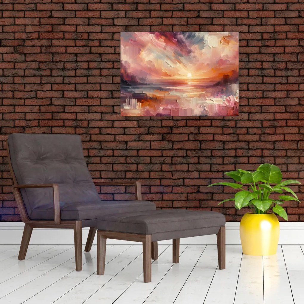 Tablou pe sticlă - Răsărit pictat (70x50 cm)