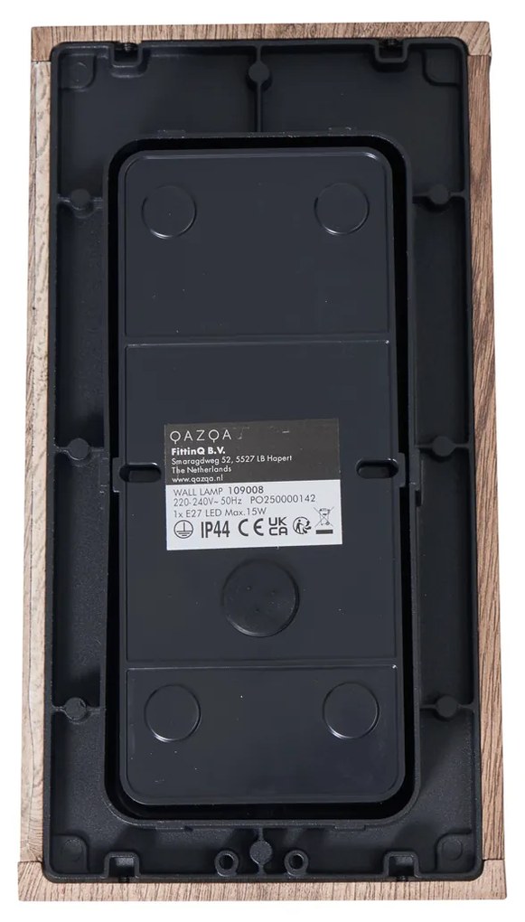 Lampă de perete industrială cu imprimeu de lemn 26 cm IP44 - Charlois