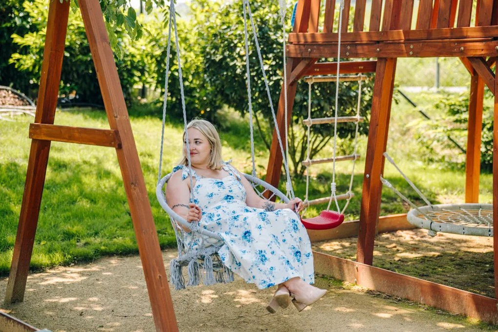 Fotoliu suspendat gri KOLUMBIA cu perna