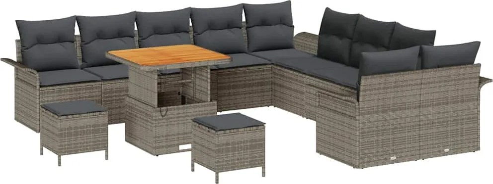 vidaXL Set de canapele pentru grădină cu pernă cu pernă 13 pcs Gri