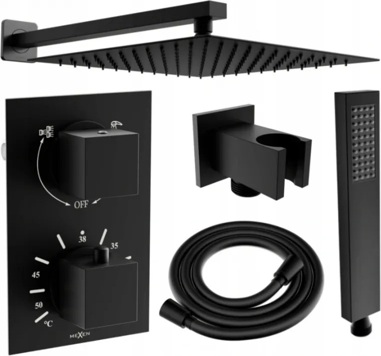 Mexen Cube DR02 set de duș încastrat cu duș de ploaie de 30 cm, negru - 77502DR0230-70