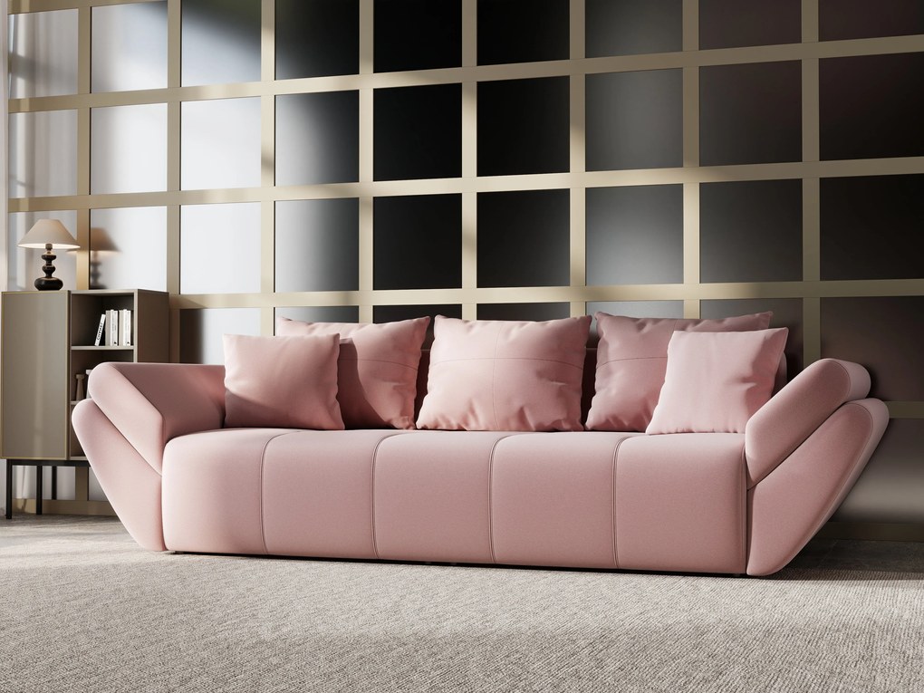 Canapea extensibilă dumonde cu ladă de depozitare si sezut confortabil din spuma high-density, Berlin Royal Pink 250x100 cm