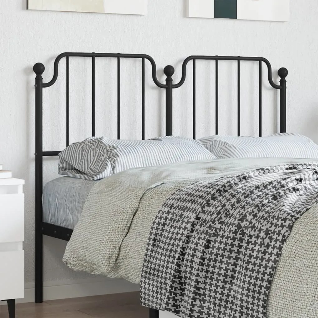 vidaXL Tăblie de pat metalică, negru, 120 cm