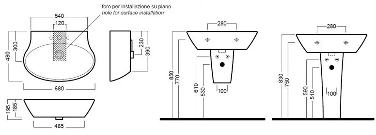 Lavoar suspendat Hatria, Nido, 68 cm, alb