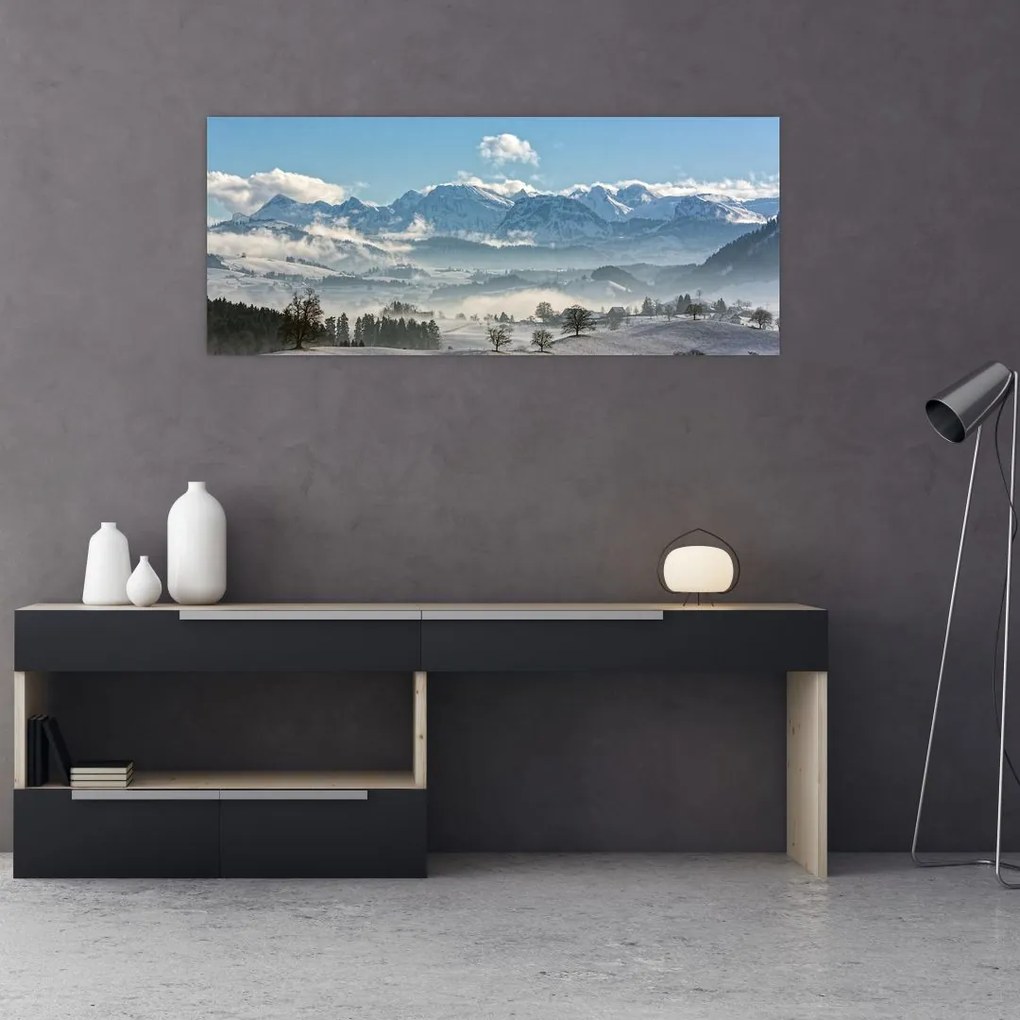 Tablou cu munții înzăpeziți (120x50 cm)