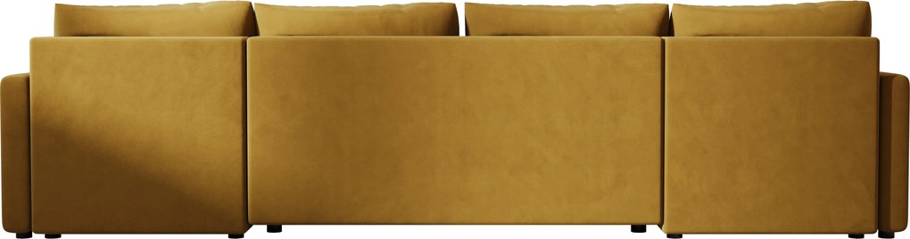 Set de canapea extensibila in forma de U VENORIA 285x146 cm, mustar + 2 perne CADOU