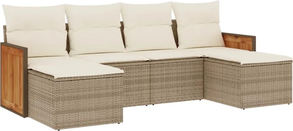 vidaXL Set canapele de grădină cu perne, 6 piese, bej, poliratan