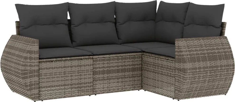vidaXL Set canapea de grădină cu perne, 4 piese, gri, poliratan