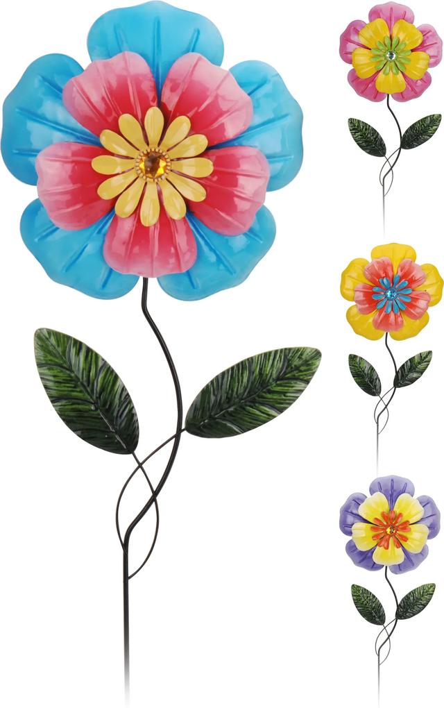 Accesoriu decorativ metalic gradina, forma floare, 20x1x80 cm