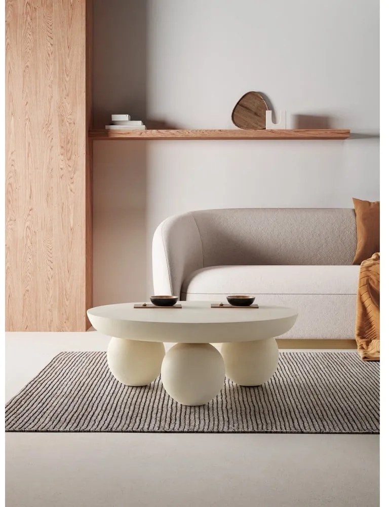 Măsuță de cafea bej rotundă din lemn de mango ø 90 cm Ailen – MOME