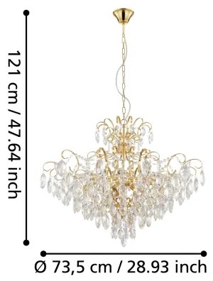 Lustră pe lanț FENOULLET 9xE14/25W/230V aurie Eglo 39606