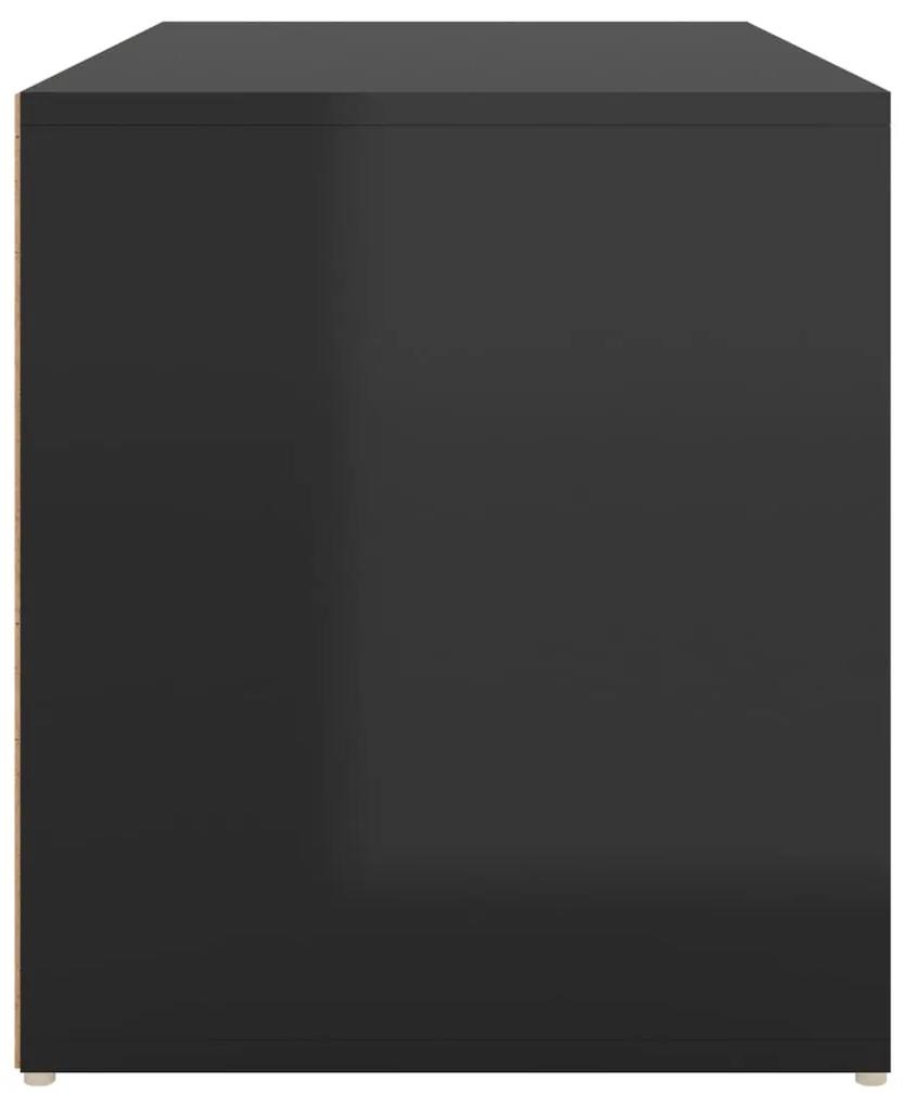 Banca pentru hol, negru extralucios, 80x40x45 cm, PAL negru foarte lucios