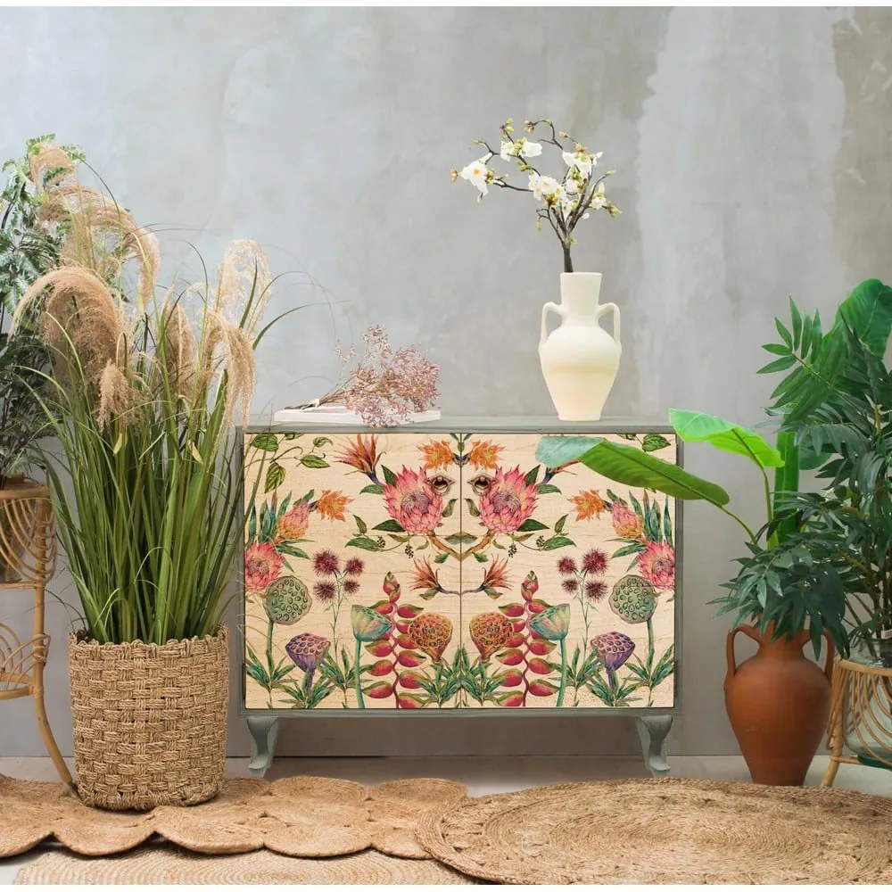 Comodă joasă din lemn de pin 90x75 cm Flores Salvajes - Madre Selva