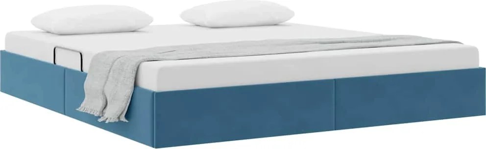 vidaXL Pat cu storage Albastru închis 160 x 200 cm Catifea