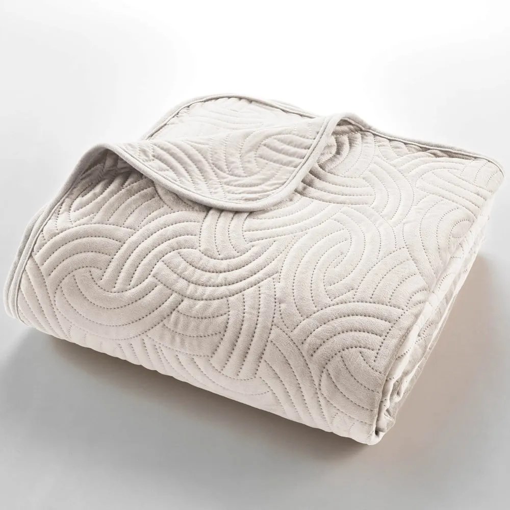 Set cuvertură și față de pernă crem din catifea 240x260 cm Solange – douceur d'intérieur