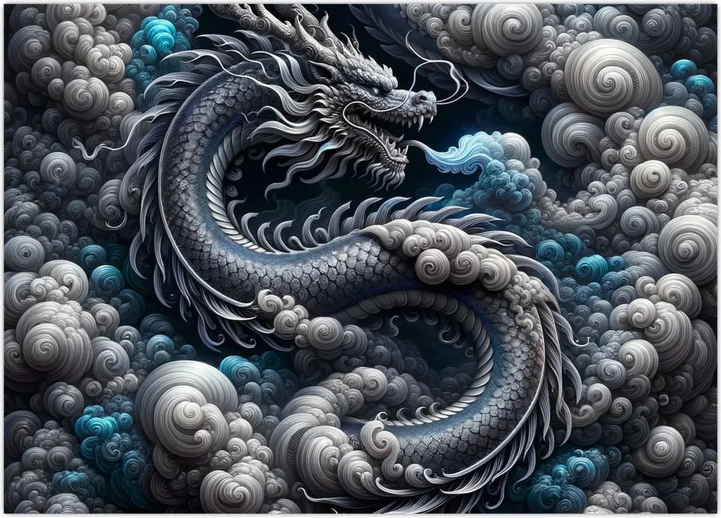 Tablou – Dragon în fum (70x50 cm)