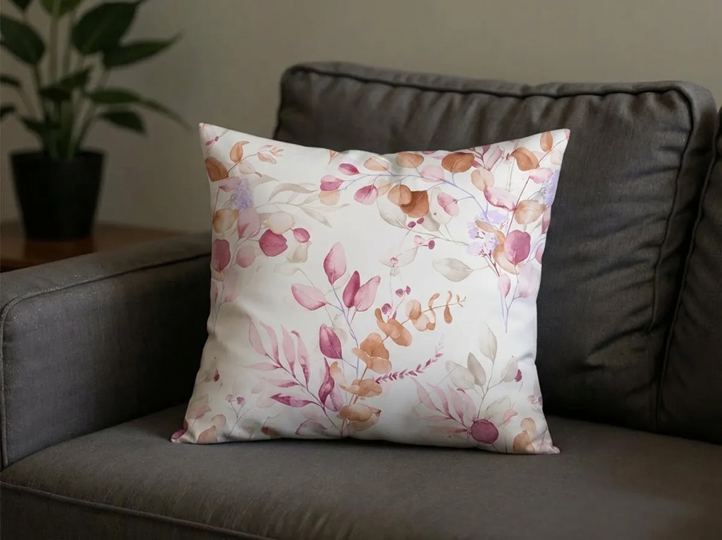 Set 2 bucati huse decorative pentru perna din microfibra FLORANY 45x45 cm, alba