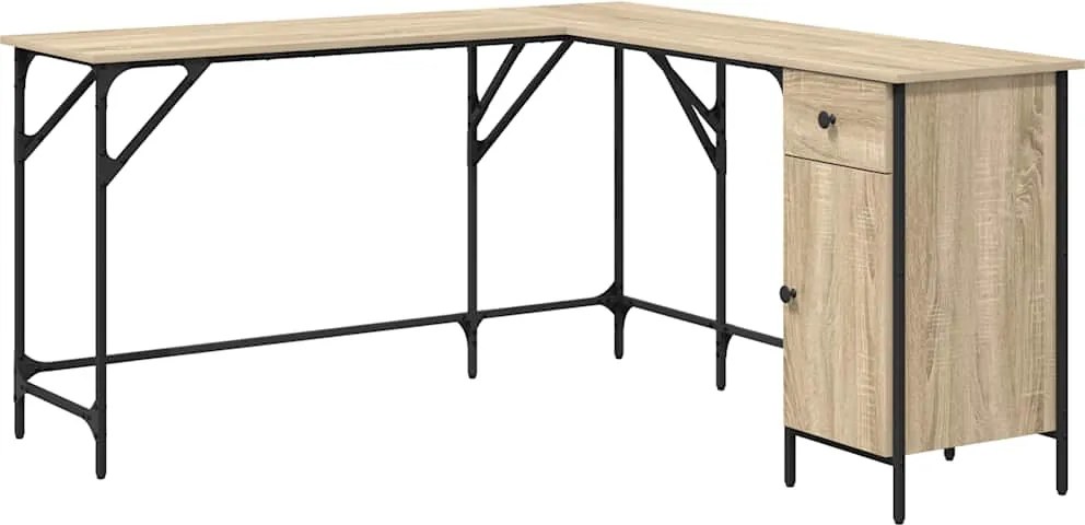 vidaXL Birou, stejar sonoma, 141x141x75 cm, lemn prelucrat