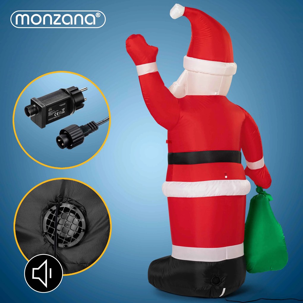 Moș Crăciun gonflabil cu iluminare, 180cm, roșu Monzana