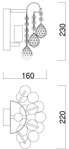 Aplică de cristal Brilagi CRYSTAL 1xE14/60W/230V crom lucios