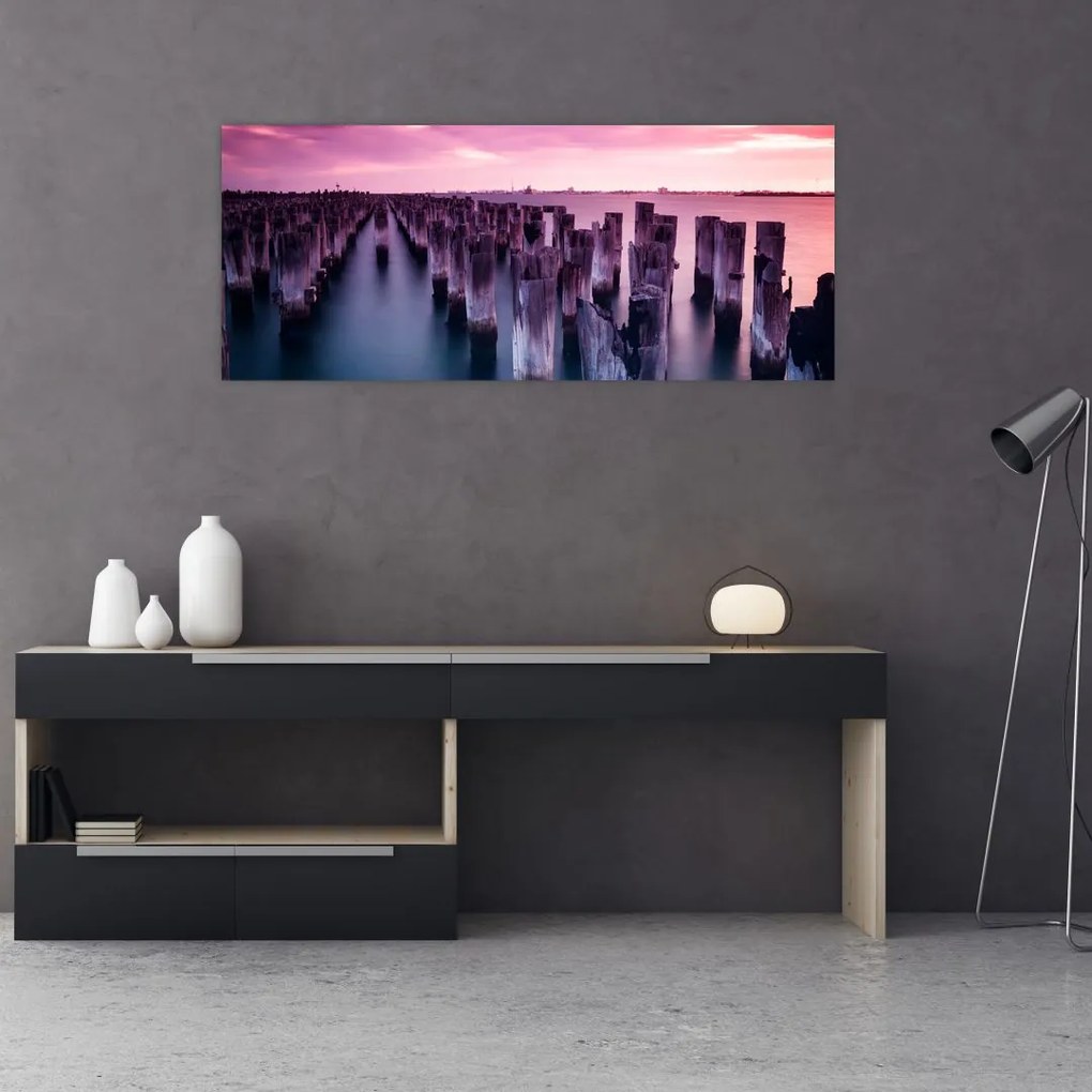 Tablou cu pari din lemn (120x50 cm)