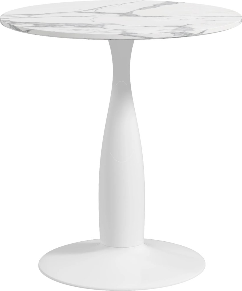 HOMCOM Masă rotundă, oțel vopsit electrostatic, MDF cu melamină, picioare antiderapante, 70 x 74 cm, Alb | Aosom Romania