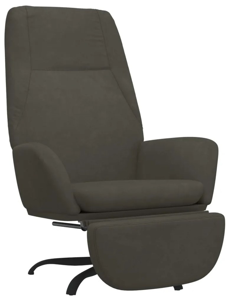 3097849 vidaXL Scaun de relaxare cu taburet, gri închis, catifea