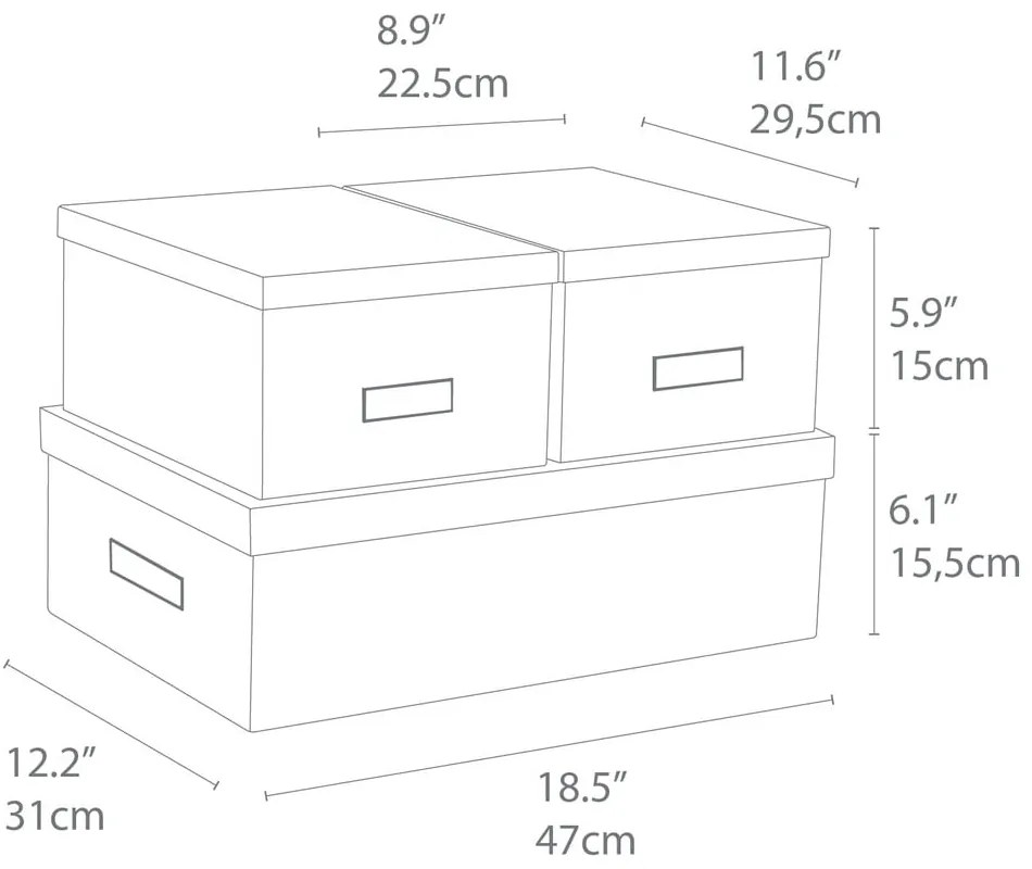 Set 3 cutii de depozitare Bigso Storage Box of Sweden Inge, alb