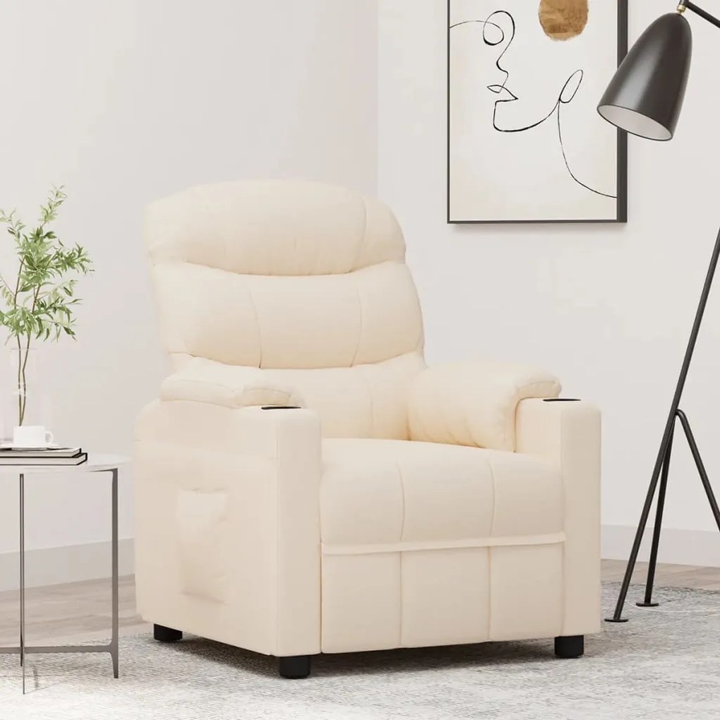 vidaXL Fotoliu rabatabil, crem, material textil