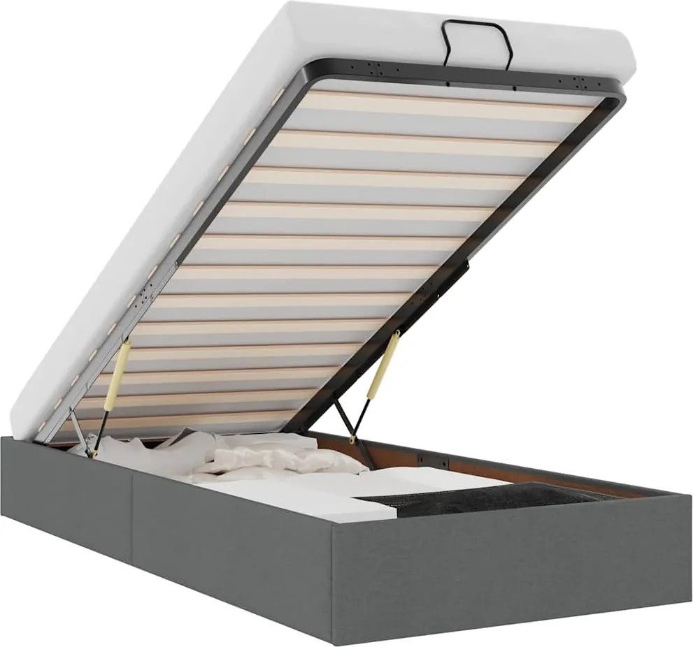 vidaXL Cadru de pat otoman fără saltea țesătură gri închis 100x200 cm