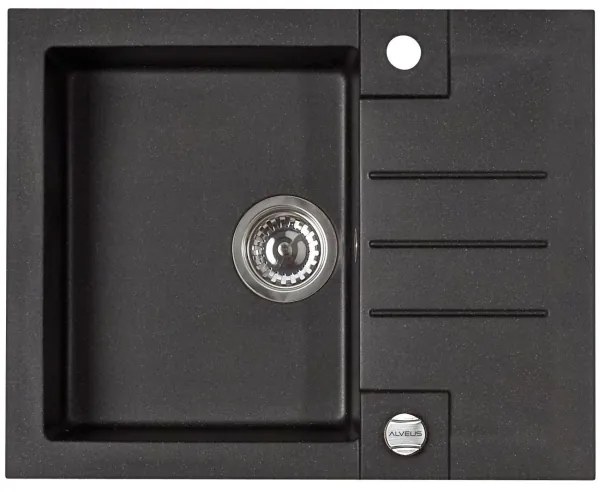 ALVEUS SETA23236 - Chiuvetă de bucătărie ROCK + baterie pentru chiuvetă MINTAS, 34 cm, granit, negru