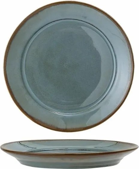 Farfurie din ceramică verde cu finisaj artizanal și margine maro, 20 cm, "Pixie"