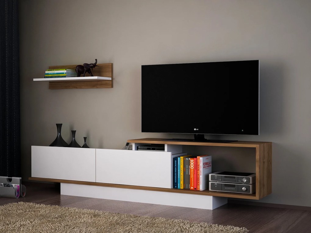 Comodă TV Asos - White, Walnut