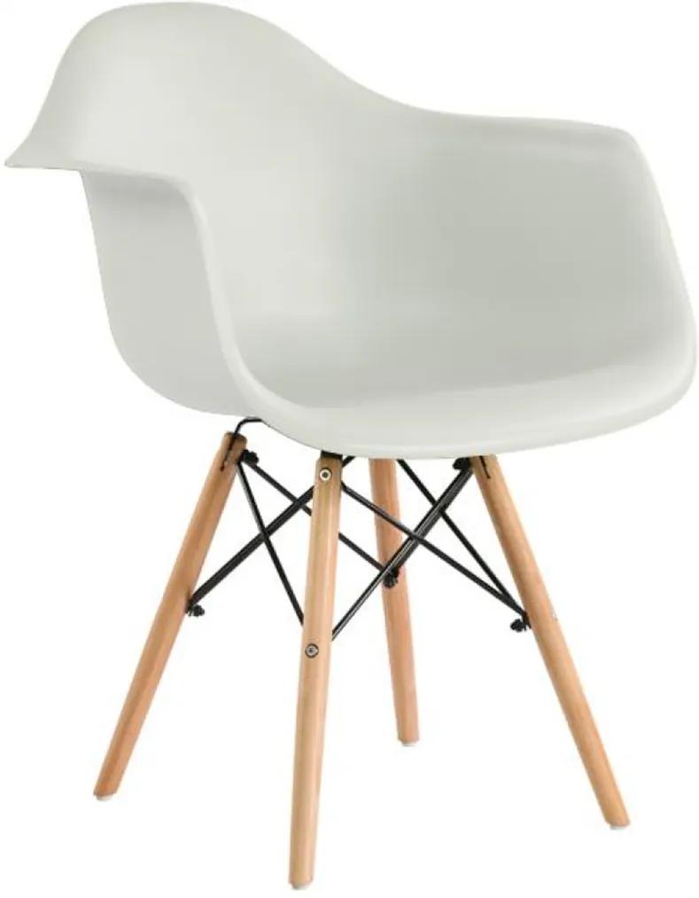 Scaun living din plastic cu picioare din lemn si metal Heinner Cosy HR-CHRCOSY-WHT, 81 x 61 x 62 cm, alb