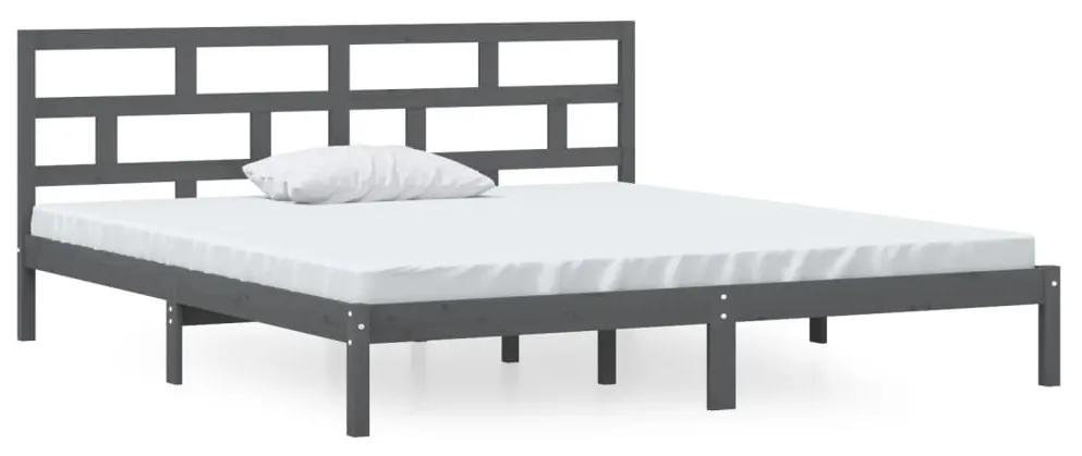 3101200 vidaXL Cadru de pat, gri, 140x190 cm, lemn masiv de pin
