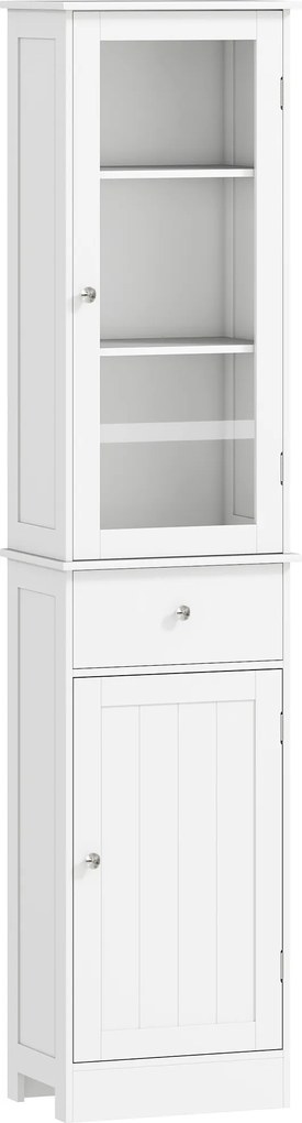 kleankin Dulap Depozitare Multifuncțional cu Uși și Rafturi pentru Baie Bucătărie Birou Alb | Aosom Romania