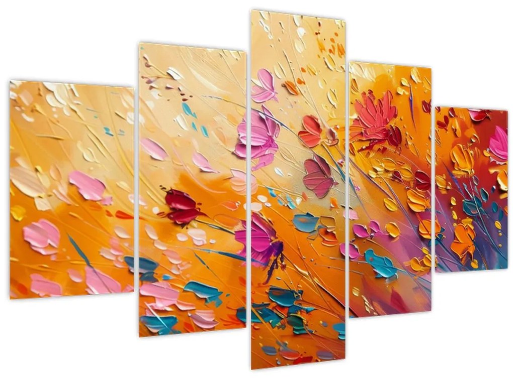 Tablou - Pictură flori colorate (150x105 cm)