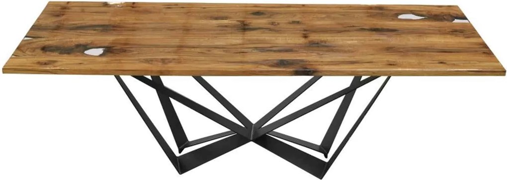 Masă lemn masiv Dining Viktor Stejar Picioare Metal 200/220/, 240 × 100 × 78 cm - 260x100