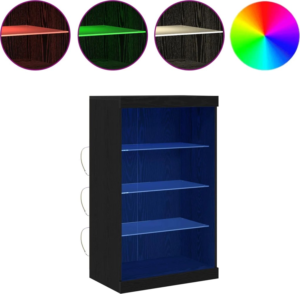 vidaXL Bufet LED Stejar Negru 60,5 x 37 x 100 cm Lemn compozit