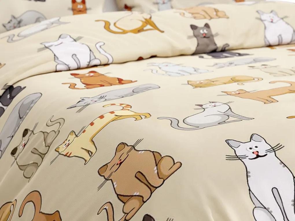 Lenjerie de pat din bumbac crem COLORED CATS Dimensiune lenjerie de pat: 2 buc 70 x 90 cm | 200 x 220 cm
