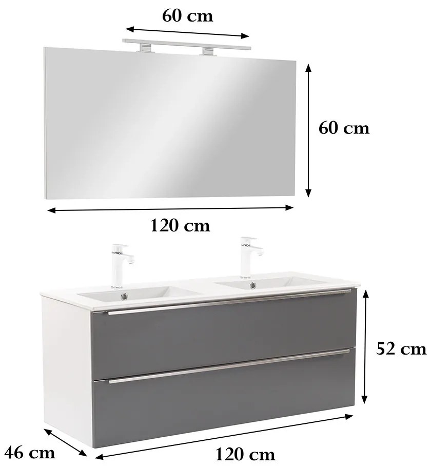 Mobilier complet de baie Vario Trim 120 alb-antracit