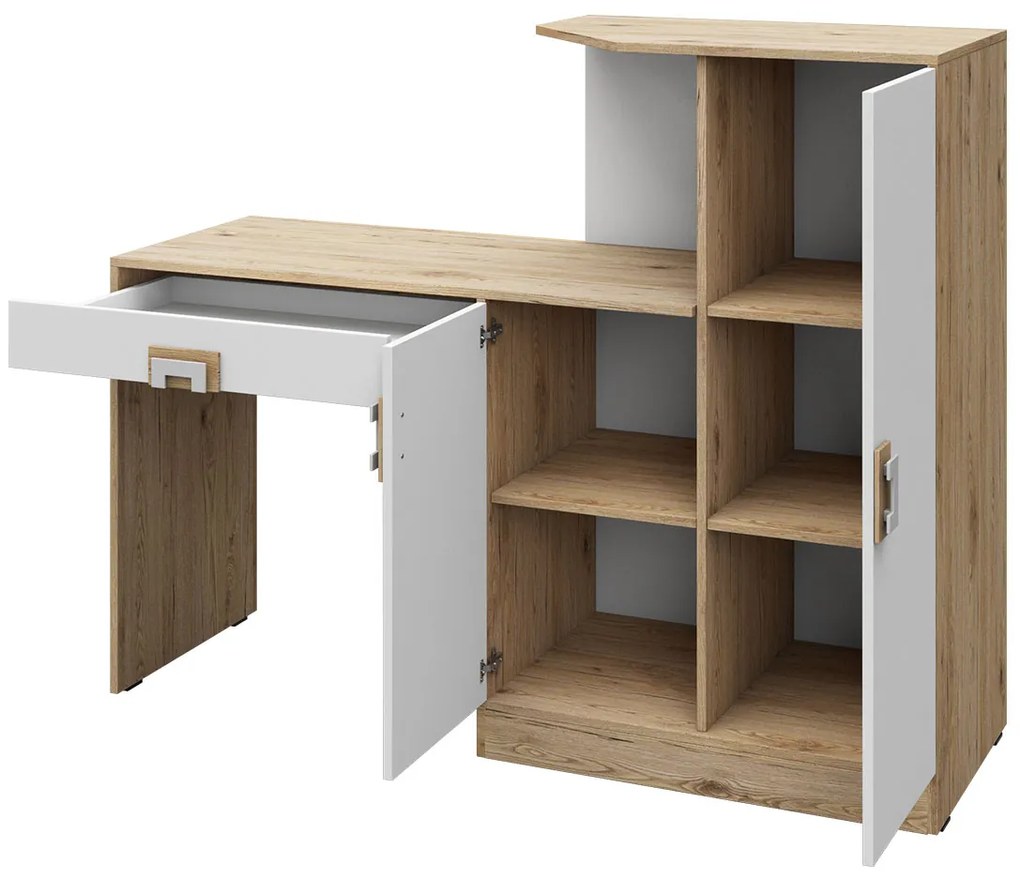 Mobilier cameră studenți Monella VI (stejar deschis + alb) . 1104469