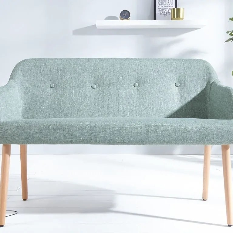 Bancheta tapitata cu brate si picioare din lemn Scandinavia, lime A-37928 VC