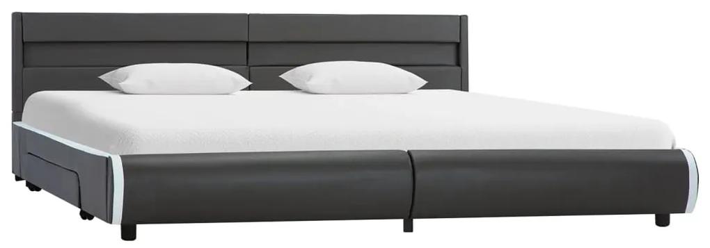 284983 vidaXL Cadru de pat cu LED, antracit, 180 x 200 cm, piele ecologică
