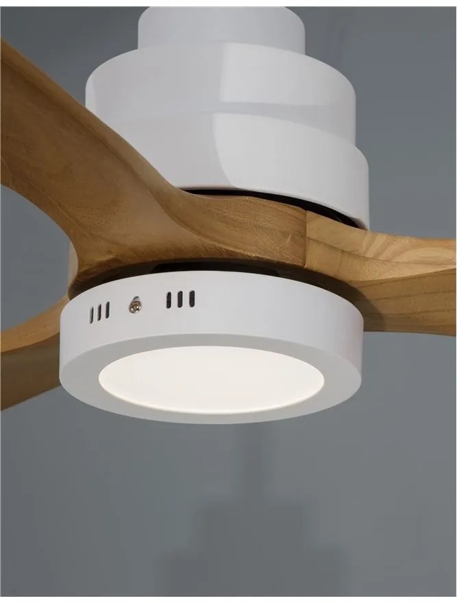 Ventilator de tavan cu telecomanda si iluminat NATURE alb/ stejar
