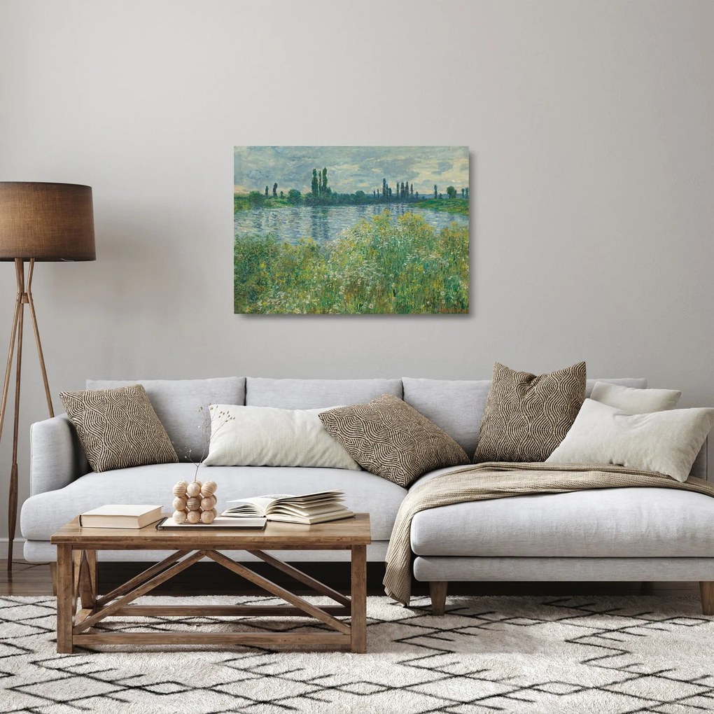 Tablou pe sticlă - Claude Monet, Banks of the Seine, reproducere (70x50 cm)