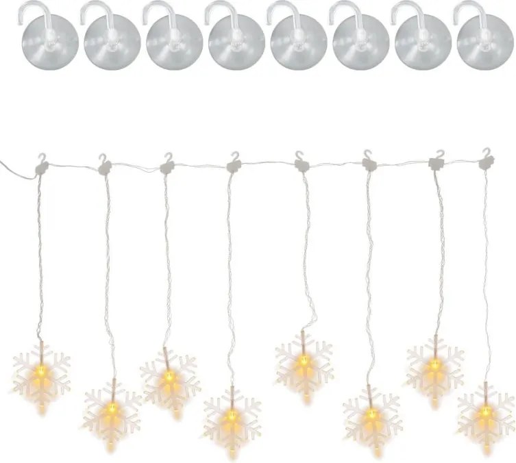 Perdea luminoasă de Crăciun, fulgi de zăpadă, 8 LED-uri, alb